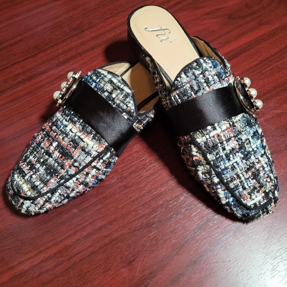 The Fix Daphne Tweed Mules Sz 7 New